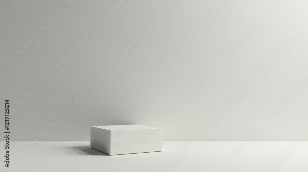 Poster Simple White Cube on Minimalist Background, Perfect for Product Display or Mockup