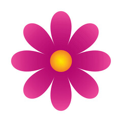 Pink Flower icon. Simple flower Vector illustration isolated on white background. Purple magenta flower icon sign, cute floral design for card, web, poster, print.