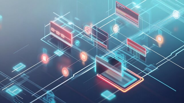 Abstract depiction of payment gateways symbolic nodes and dynamic layers representing secure online transactions digital wallets and payment processing systems