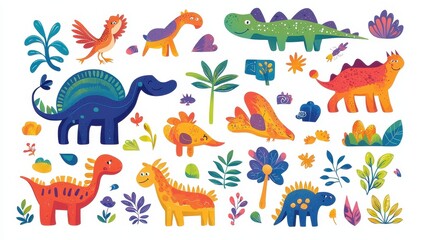 A set of educational posters and charts with colorful graphics on a white isolated background