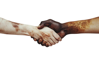 A Handshake Between Two Hands of Different Skin Tones Isolated On Transparent Background.