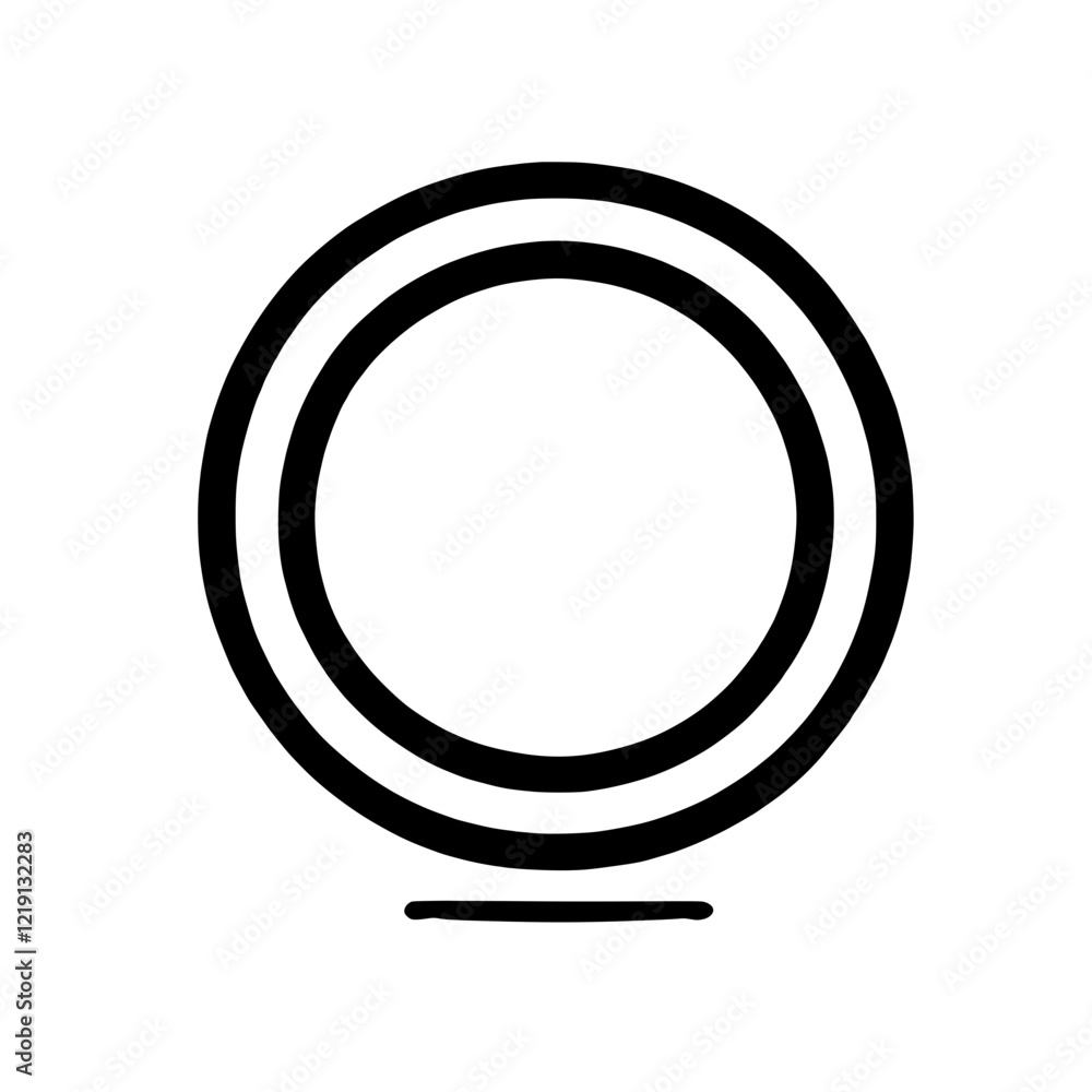 Poster simple circular design: a minimalist design featuring a double-ringed circle with a single line bene
