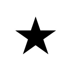 Black Star Icon: A simple yet striking black five-pointed star graphic, ideal for various design applications, representing excellence, achievement, or rating. 