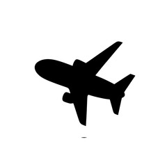 Obraz premium Taking Flight: A bold and simple silhouette of a jet plane taking off, symbolizing adventure, travel, and freedom. The sleek design evokes the feeling of speed and motion.