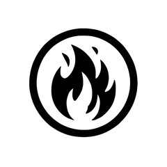 Fiery Circle: A bold and simple icon featuring a stylized flame inside a circle. The black and white design evokes a sense of power, heat, and energy.