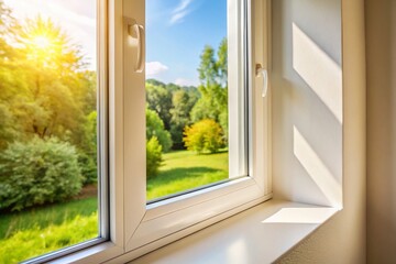 Modern Plastic Window Frame with Copy Space for Text -  High-Quality Stock Photo