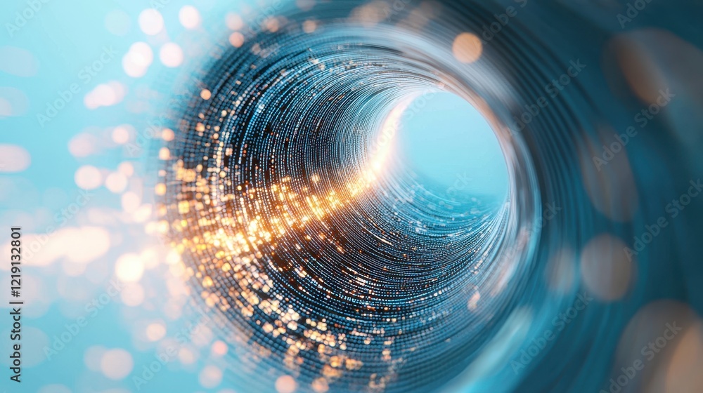 Aufkleber abstract depiction of a swirling vortex representing technology and innovation with luminous particl
