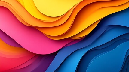 Abstract Colorful Wavy Paper Layers Design