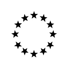 Circle of Stars: A minimalist design featuring a circle of twelve black stars, evoking a sense of unity, completion, and celestial beauty.  