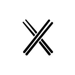 Crossed Chopsticks: Minimalist graphic design of two chopsticks in an 'X' formation, ideal for restaurant menus, Asian cuisine branding, or food-related projects.