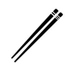Chopsticks Icon: A simple yet elegant black and white icon representing a pair of chopsticks, perfect for use in culinary, Asian food, or cultural themed designs.