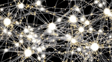 Intricate web of glowing nodes and lines representing connections in a digital network.