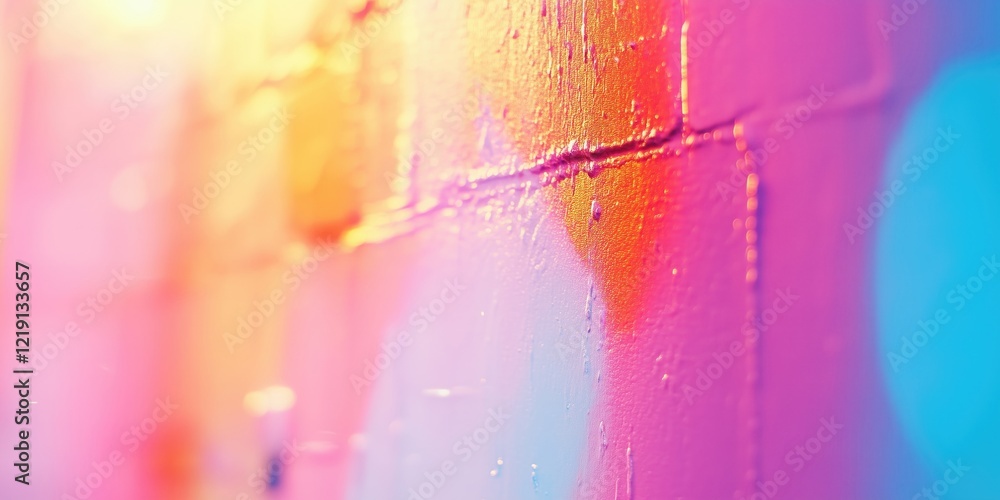 Poster close-up of a vibrant, painted wall with a blend of colors and textures, creating an artistic and dy