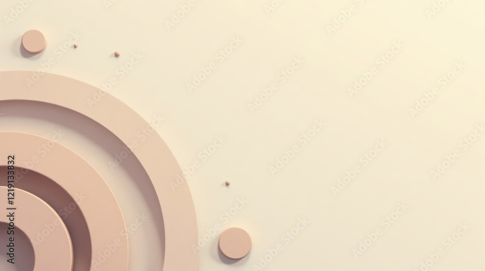 Poster abstract beige circular forms on a soft background, minimalist design with subtle textural depth