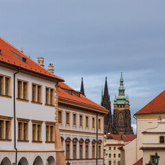 Obraz premium Hradcany street, with view of the Saint Vitus cathedral