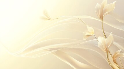 Elegant Gold Flowers with Flowing Sheer Fabric