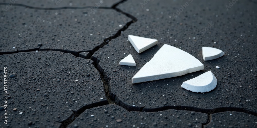 Poster abstract white shapes on cracked dark surface a study in contrast and texture