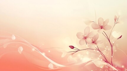 Delicate Peach Blossoms and Abstract Waves Design