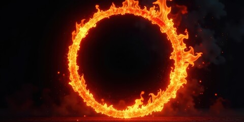 Fiery Ring of Inferno A blazing circular frame of intense fire, perfect for dramatic visuals and design projects needing a powerful symbol of energy and passion.