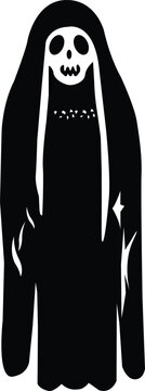 Vector illustration of the Valak ghost, Halloween ghost silhouette. Nun Ghost.