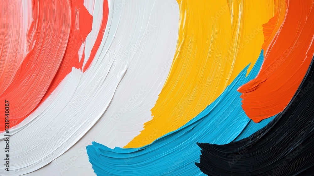 Poster bold brush strokes creating an illusion of upward movement with vivid colors on a textured canvas su