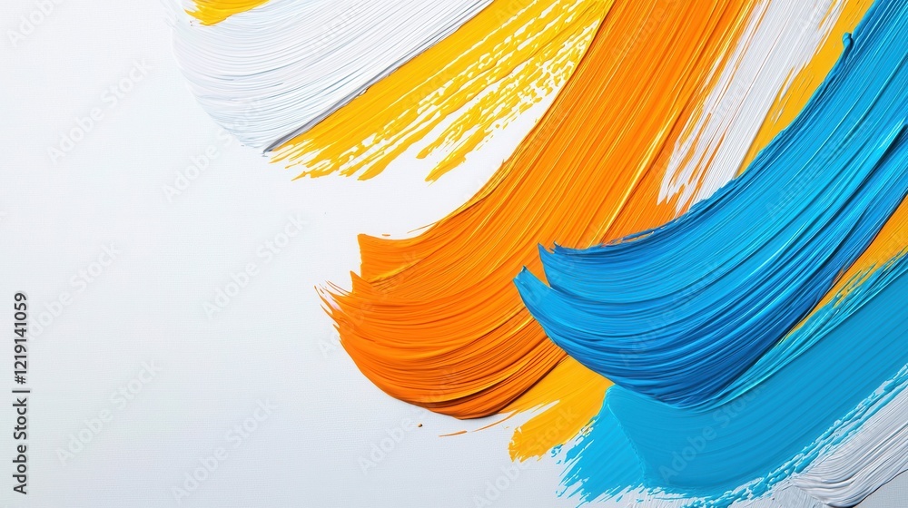 Poster dynamic bold brush strokes creating an illusion of upward movement with vibrant colors in abstract a
