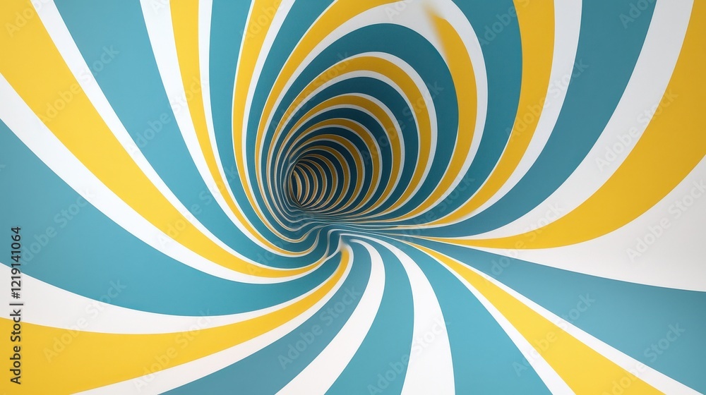 Poster dynamic swirling kinetic lines in bold colors creating an engaging visual depth and perspective