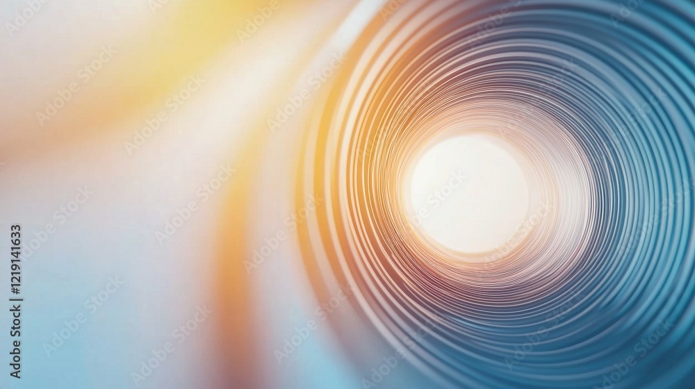 Poster converging circular lines forming a focal point with soft light and gentle gradient