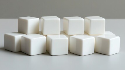 Mock up of clean white cubes on screen minimalistic design in a neutral environment for modern visuals