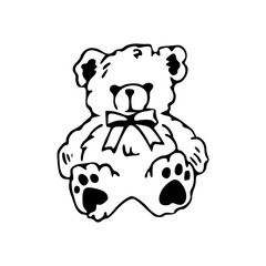 a line art drawing of a teddy bear cartoon