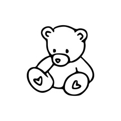 a line art drawing of a teddy bear cartoon