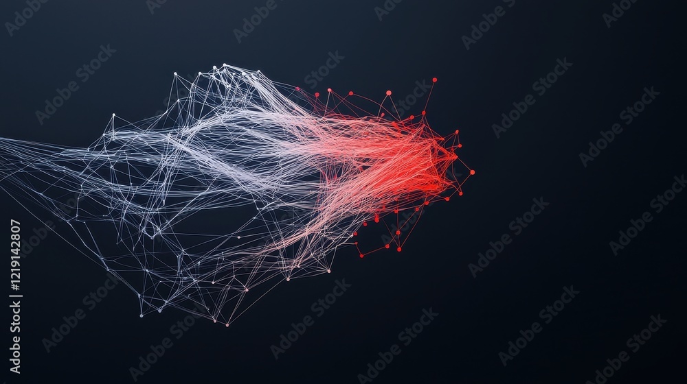 Poster abstract ethereal connect lines and nodes forming a digital network on a dark background