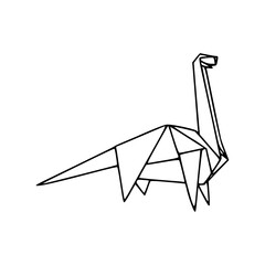 a line art drawing of a dinosaur origami