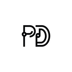 PD monogram logo design letter text name symbol monochrome logotype alphabet character simple logo
