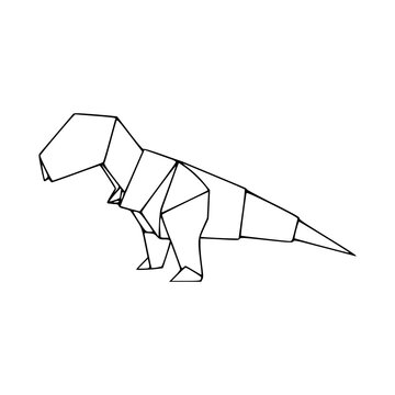 recommend clip art: a line art drawing of a dinosaur origami