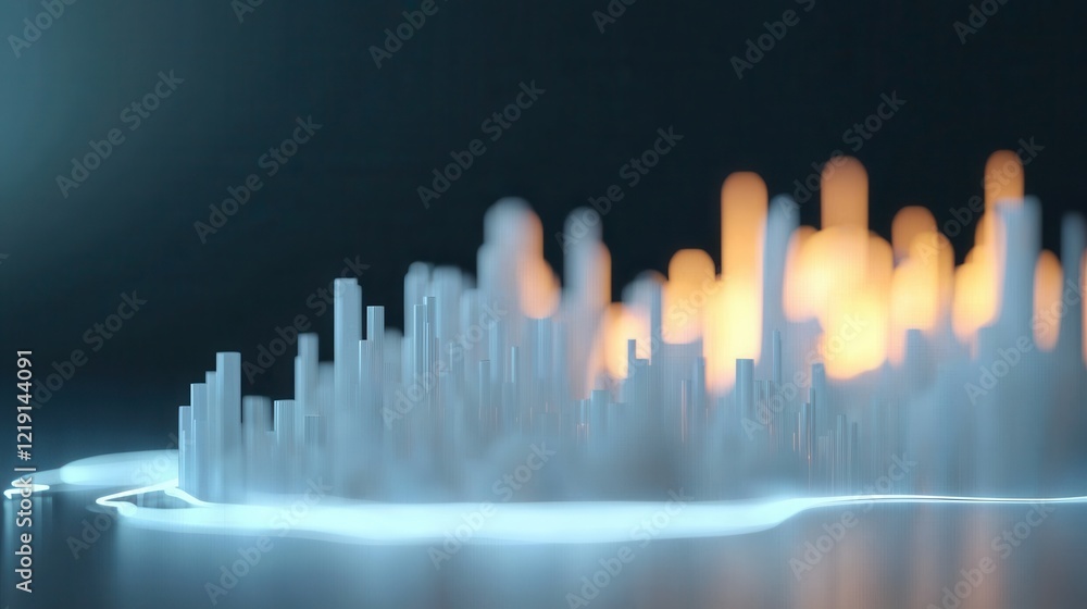 Poster abstract luminescent data streams flowing through a dreamlike environment with lighted background