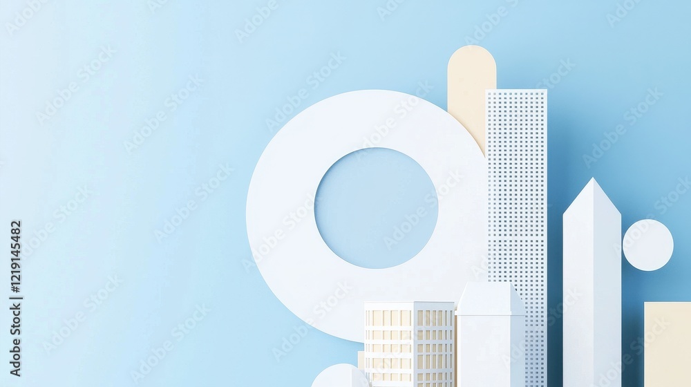 Poster simplistic circular diagrams morphing into architectural forms for creative projects and design inno