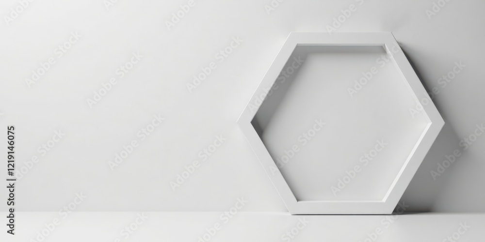 Poster Minimalist Hexagonal Frame on White Background A Simple, Modern Design Element for Mockups and Presentations