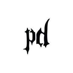 PD monogram logo design letter text name symbol monochrome logotype alphabet character simple logo