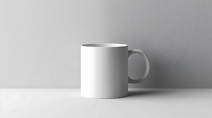 Obraz premium Mock up of a white clean mug on a screen minimalistic environment modern design concept