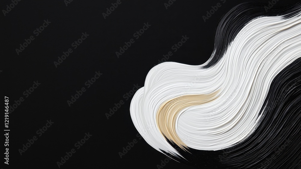 Poster Flowing Textured Strokes Merging in Abstract Representation on Dark Background