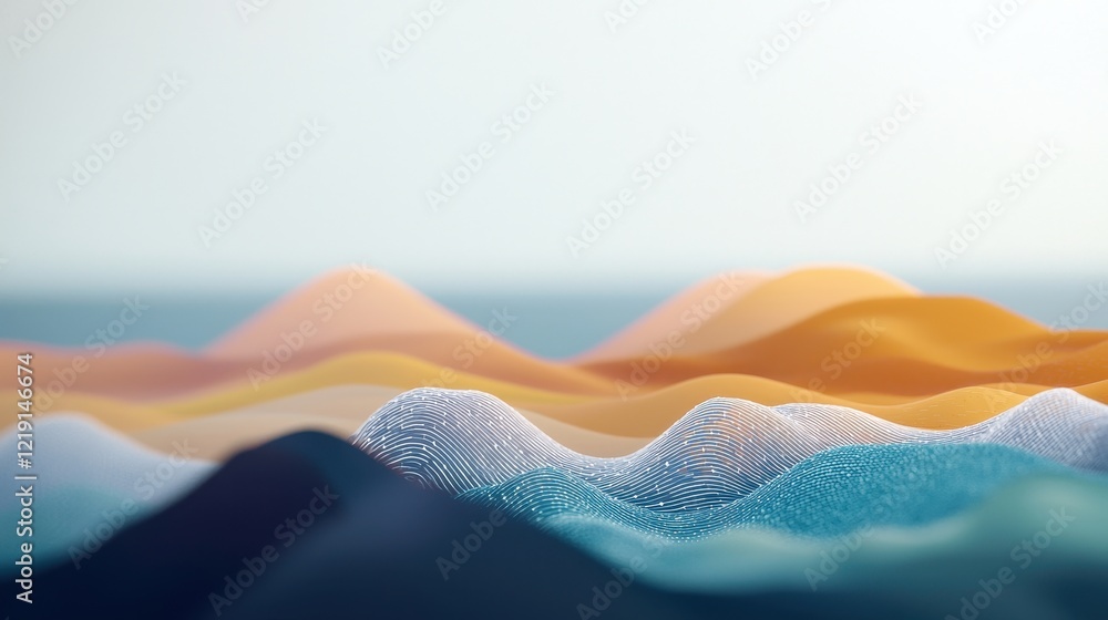 Poster tranquil landscapes melding with data analytics for serene visual representation in a modern digital