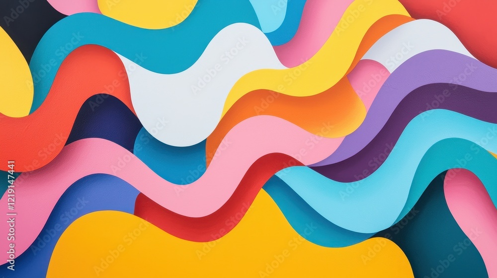 Poster vibrant zigzagging lines in dynamic colors representing movement and energy in abstract design