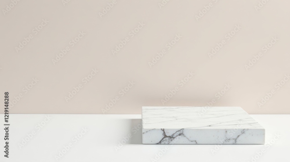 Poster elegant minimalist marble block on neutral background, perfect for product display or artistic compo