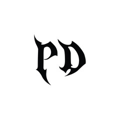 PD monogram logo design letter text name symbol monochrome logotype alphabet character simple logo