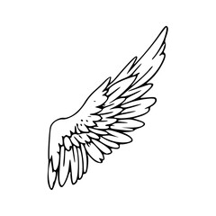 a line art drawing illustration of an angel wing