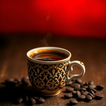 cup of coffee with beans
