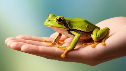 Obraz premium frog in a hand