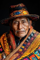 Obraz premium Portrait of an elderly man in vibrant traditional clothing.