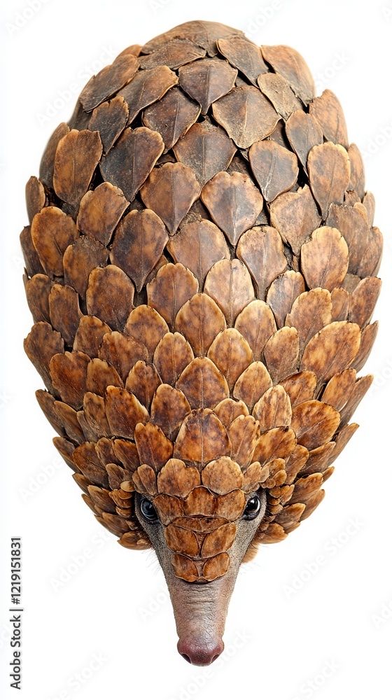 Poster pangolin displays intricate scales from a top view showing unique features and natural beauty. gener